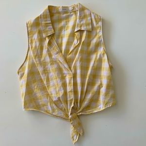 Yellow Gingham Cropped Tank Top